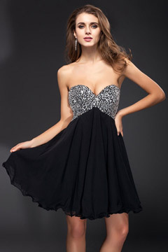 Robe bal bustier stras courte aux genoux