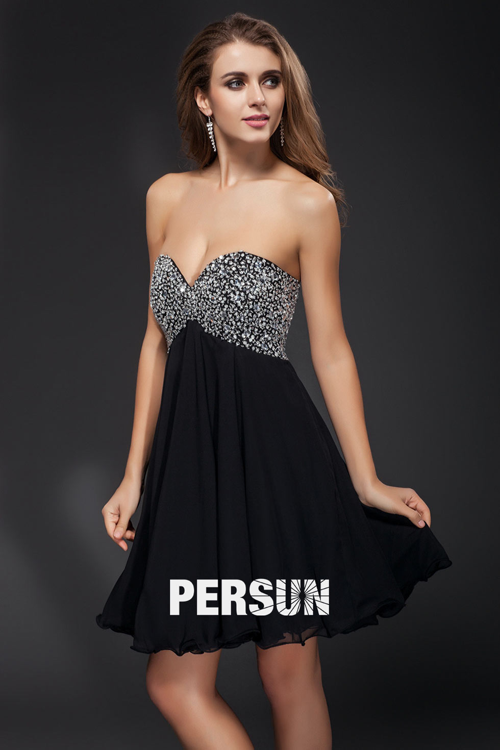Robe bal bustier stras courte aux genoux