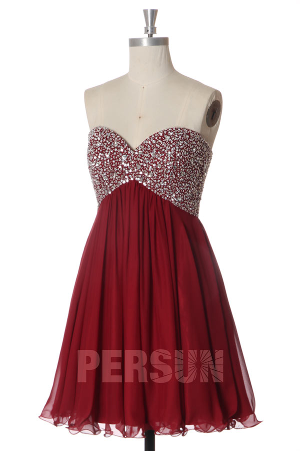 Robe bal bustier stras courte aux genoux