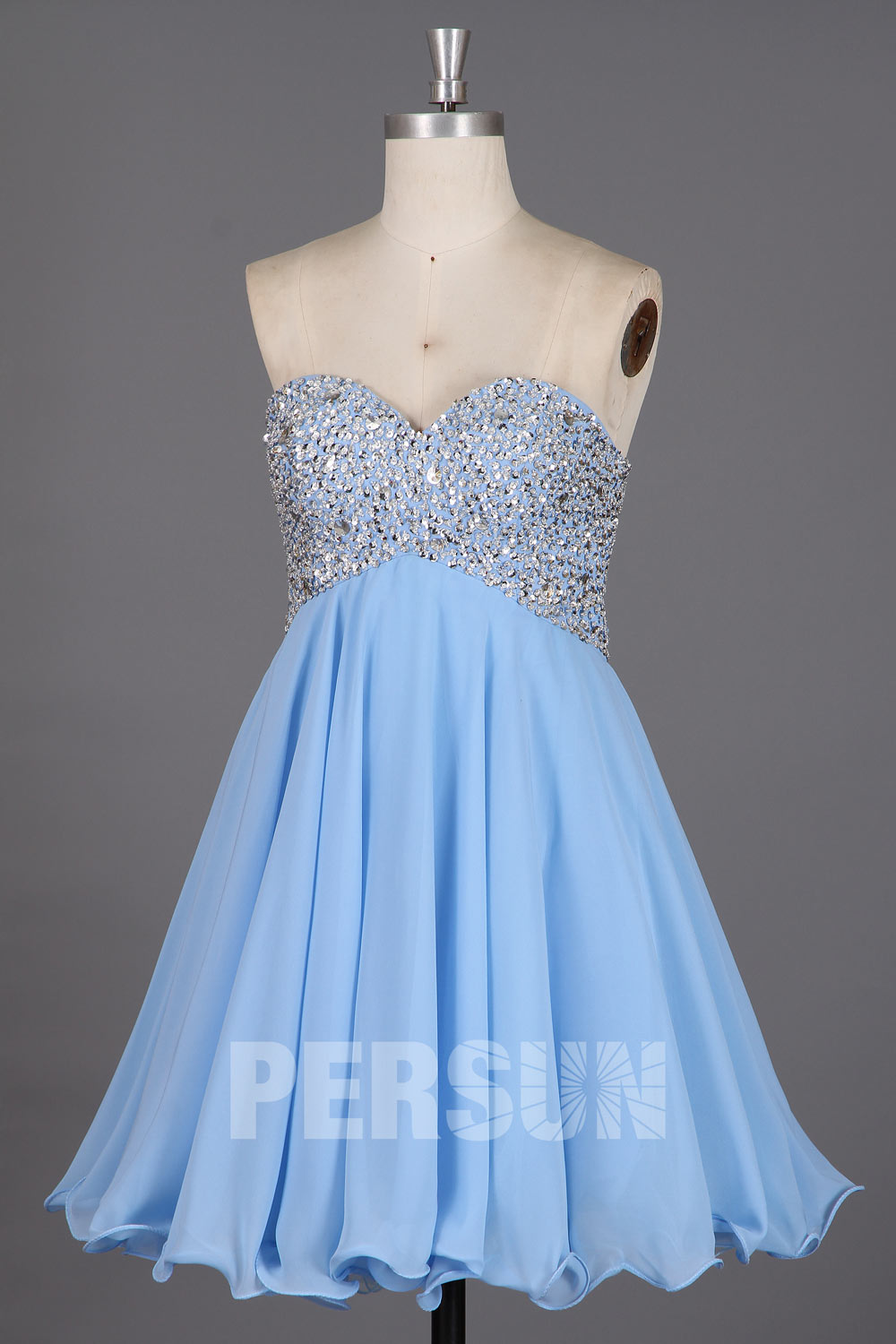 Robe bal bustier stras courte aux genoux