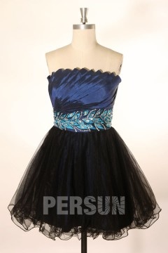 Robe bal bustier courte ceinturée d'applique
