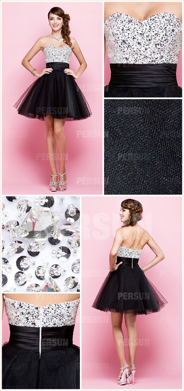 robe de cocktail courte ornée de strass