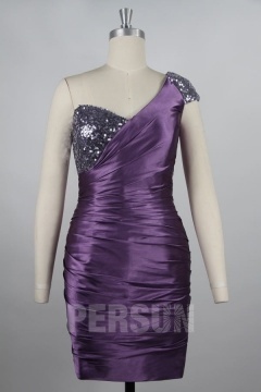 Robe habillée courte asymétrique moulante & ornée de paillettes