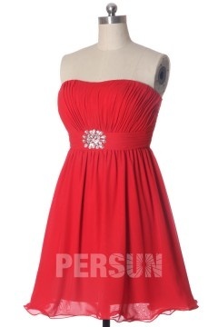 Mini Robe bal rouge bustier décorée de strass