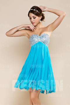 Robe danse à bustier en stras et jupe frange courte