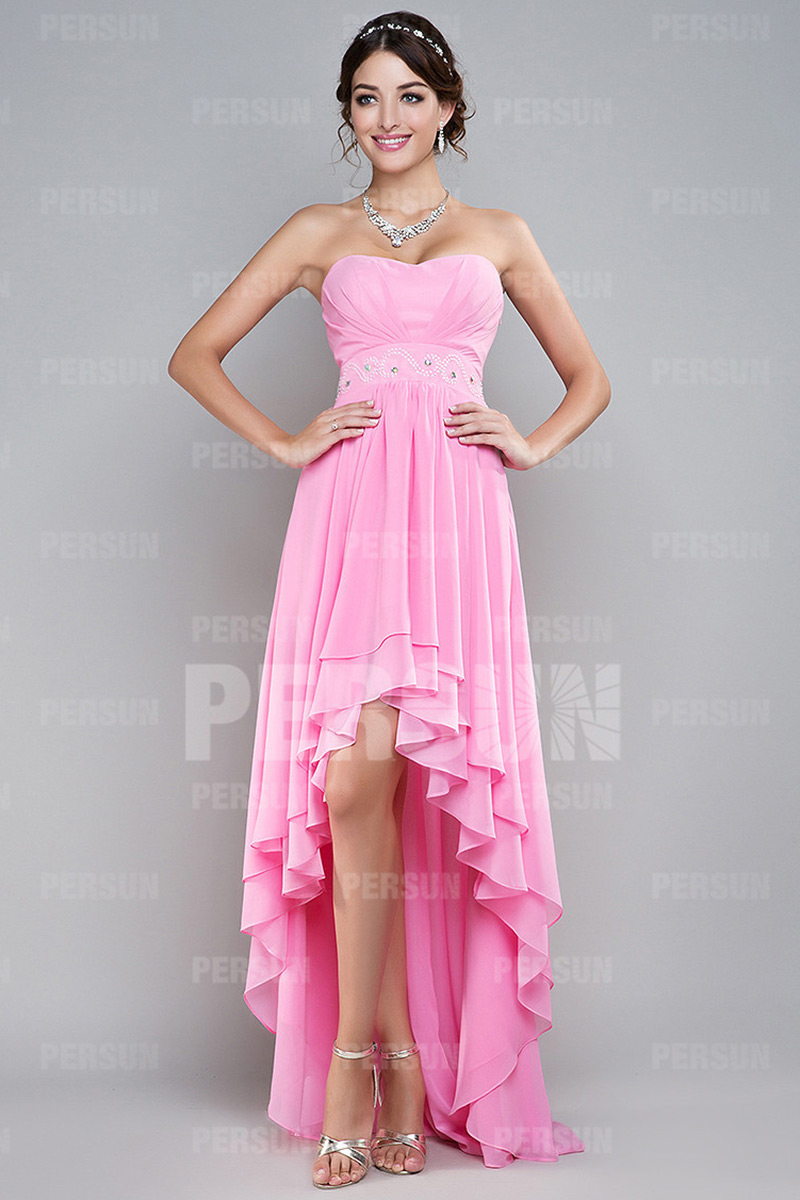 Robe bal bustier courte devant longue derrière stras
