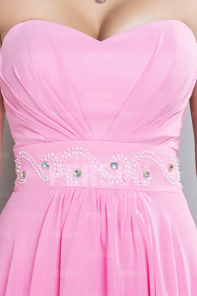 Robe bal bustier courte devant longue derrière stras
