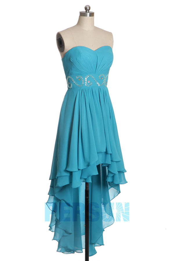 Robe bal bustier courte devant longue derrière stras