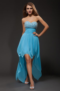 Robe bal bustier stras courte devant et longue derrière
