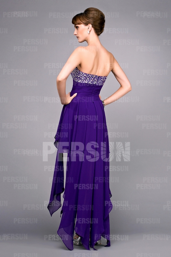 Robe bal bustier stras courte devant et longue derrière