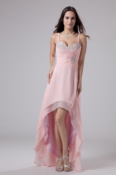 Robe pour bal courte devant longue arrière avec fines bretelles