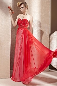 Robe soirée bustier empire ornée de paillettes longue sol