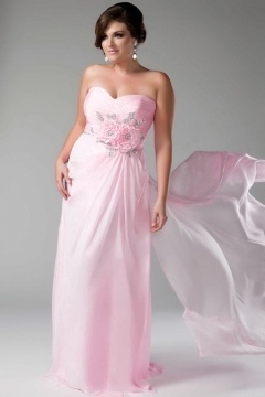 Robe de soirée rose fluide grande taille