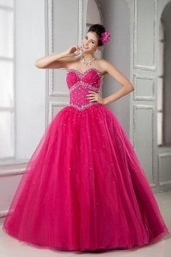 Robe de fête & bal promo fuchsia bustier corsage coupe princesse