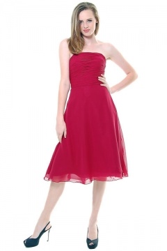 Robe de cocktail bustier plissée en mousseline