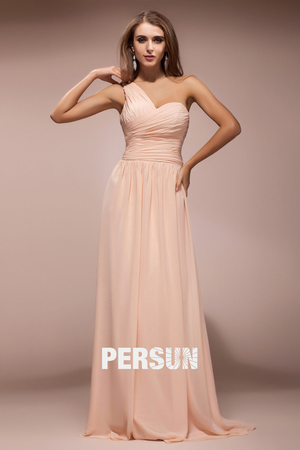 Robe demoiselle d'honneur plissée et asymétrique ceinturée à noeud papillon