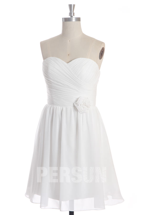 Robe cocktail bustier plissée courte aux genoux