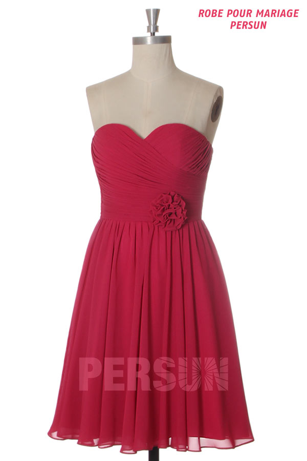 Robe cocktail bustier plissée courte aux genoux