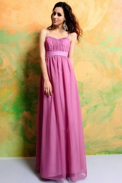 Robe cocktail mariage longue simple avec bretelle fine