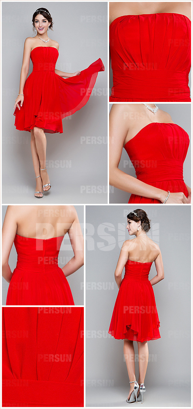 robe de cocktail rouge plissée pour mariage