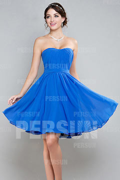 Robe de cocktail bustier vague plissé simple courte
