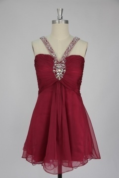 Mini robe bordeaux dos nu avec bretelles bordées en Tencel
