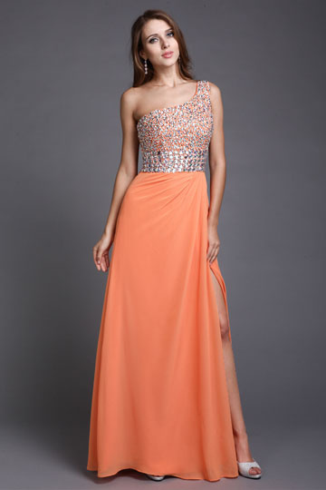 Robe de soirée moulante asymétrique à paillettes