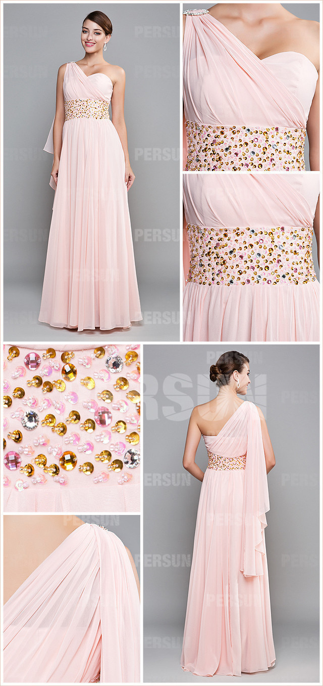 robe longue de soirée rose drapée