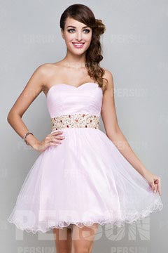 Robe bal bustier courte en tulle rose