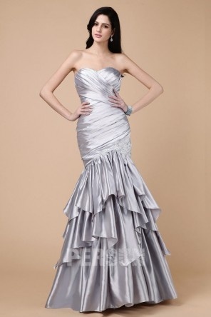 Robe soirée bustier plissée style trompette
