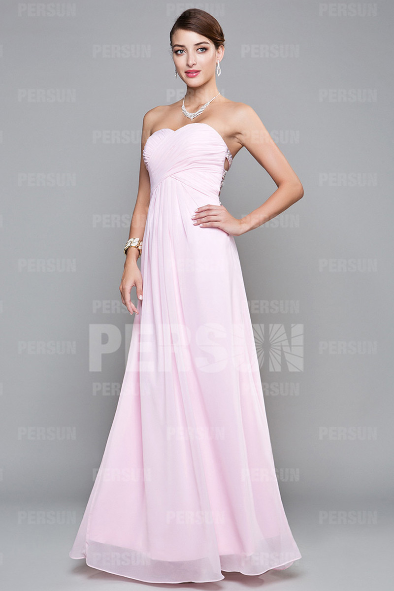 Robe bal bustier plissée longue sol avec bretelles croisées dans le dos