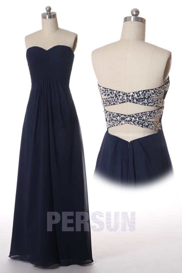 Robe bal bustier plissée longue sol avec bretelles croisées dans le dos