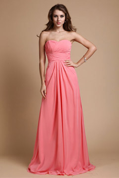 Robe bal longue empire sans bretelle en mousseline
