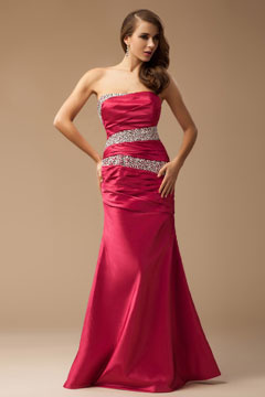 Robe soirée bustier ornée de strass style trompette