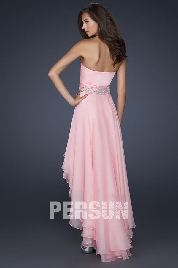 Robe bal rose courte devant longue derrière en tencel