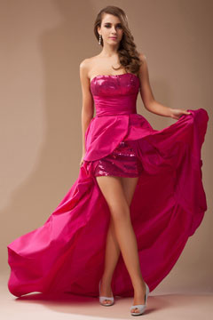 Robe bal bustier taille empire courte devant longue derrière