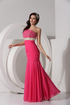 Robe soirée moulante asymétrique stras longue sol