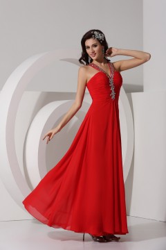 Robe bal longue ornée de strass à dos nu
