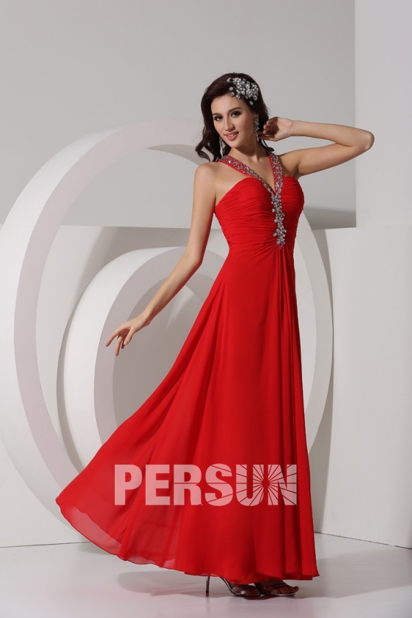 Robe bal longue ornée de strass à dos nu