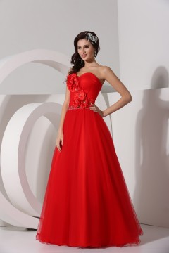 Robe bal bustier longue ornée de fleurs fait-main