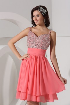 Robe bal courte empire pailletée décolletée en coeur