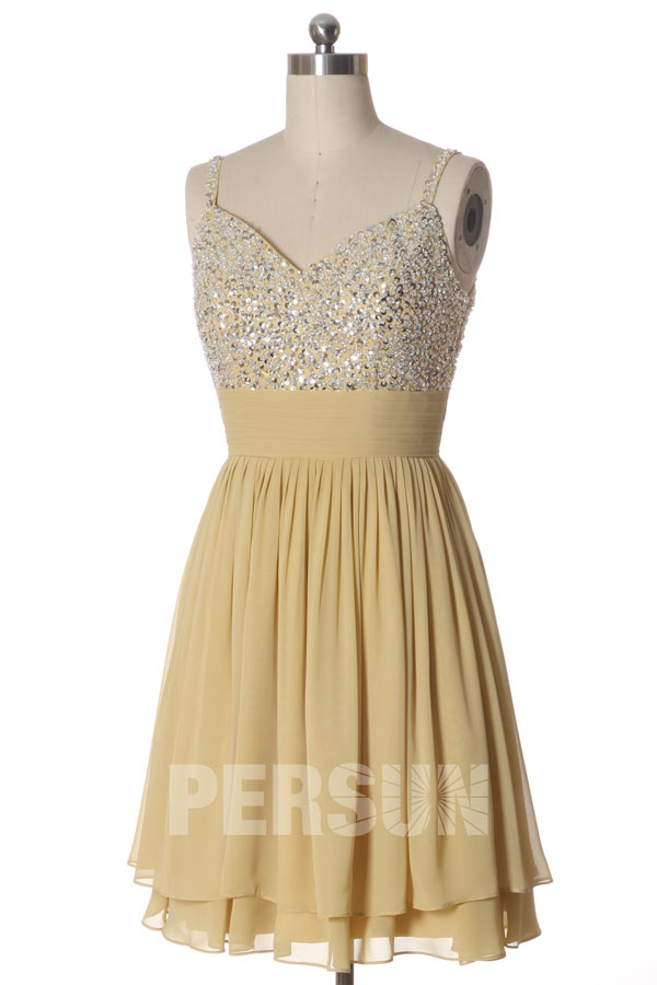 Robe bal courte empire pailletée décolletée en coeur