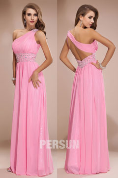Robe gala/soirée rose asymétrique longue sol