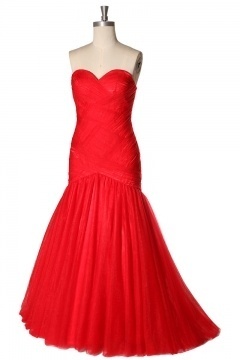 Robe cérémonie sirène rouge en tulle pour mariage