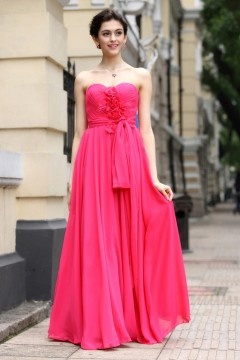 Robe bustier longue empire ornée de fleur