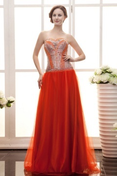 Robe gala bustier longue ornée de paillettes avec laçage au dos