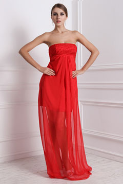 Robe bustier rouge élégante longue sol