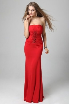 Robe habillée moulante bustier plissée style sirène dos nu