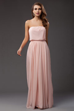 Simple robe longue bustier drapée & poudrée en mousseline