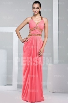 Robe habillée plissée ornée de strass avec bretelle croisée au dos